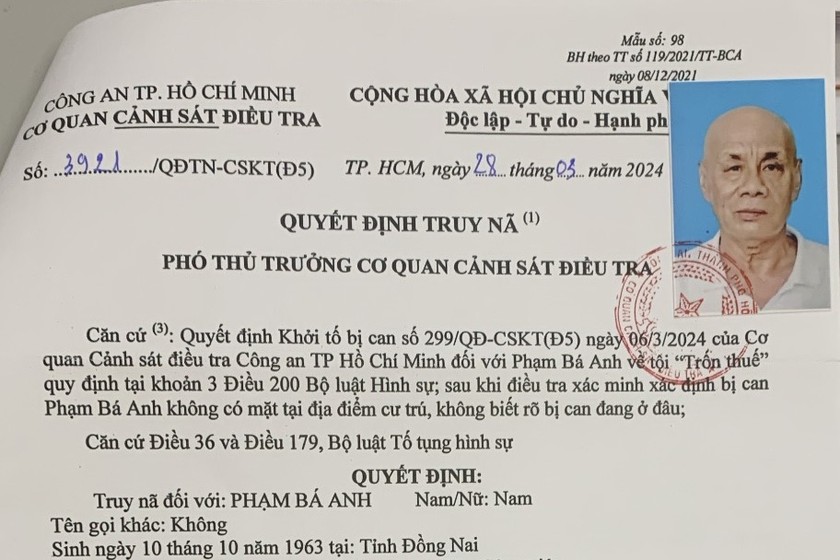 Hình ảnh đối tượng bị truy nã (Ảnh: Công an TP HCM)