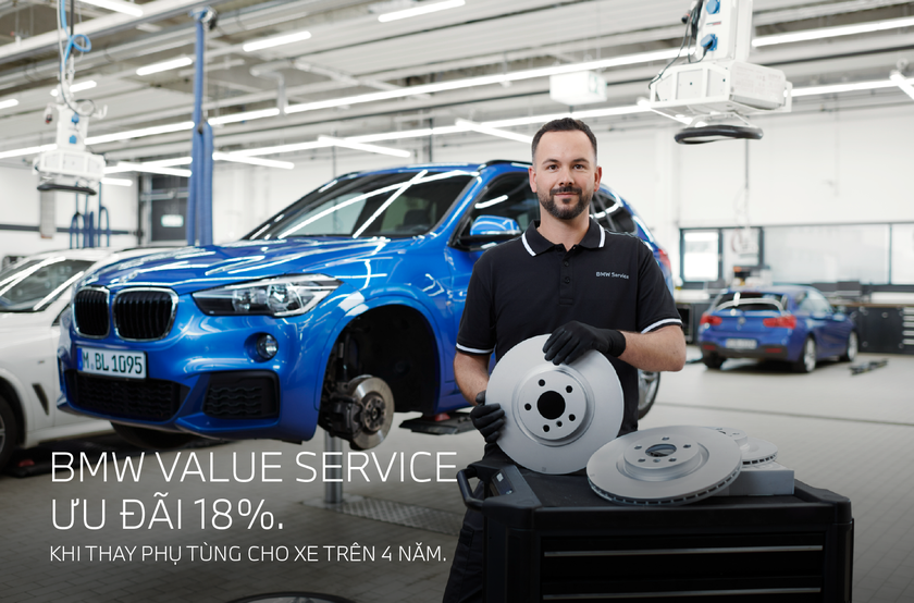 Ưu đãi 18% khi thay phụ tùng cho xe BMW lưu hành trên 4 năm.