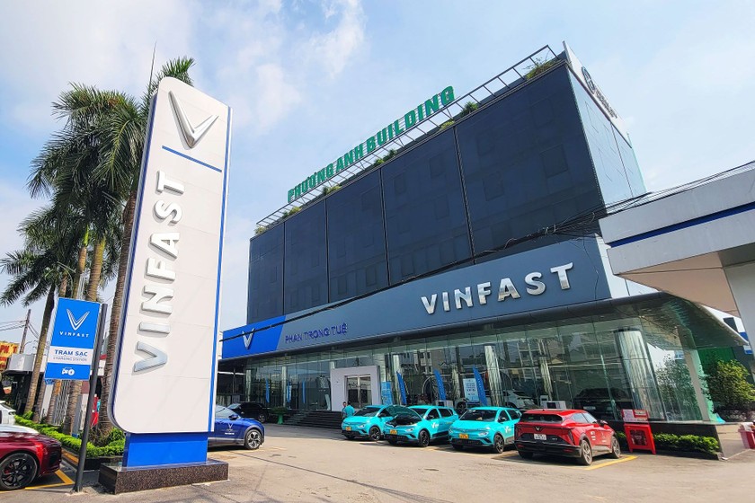 Toàn cảnh showroom VinFast Phan Trọng Tuệ ở huyện Thanh Trì, Hà Nội.