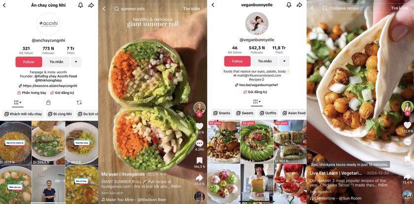 Nền tảng Tiktok tràn ngập những bữa ăn chay đẹp mắt. Ảnh: Tiktok 