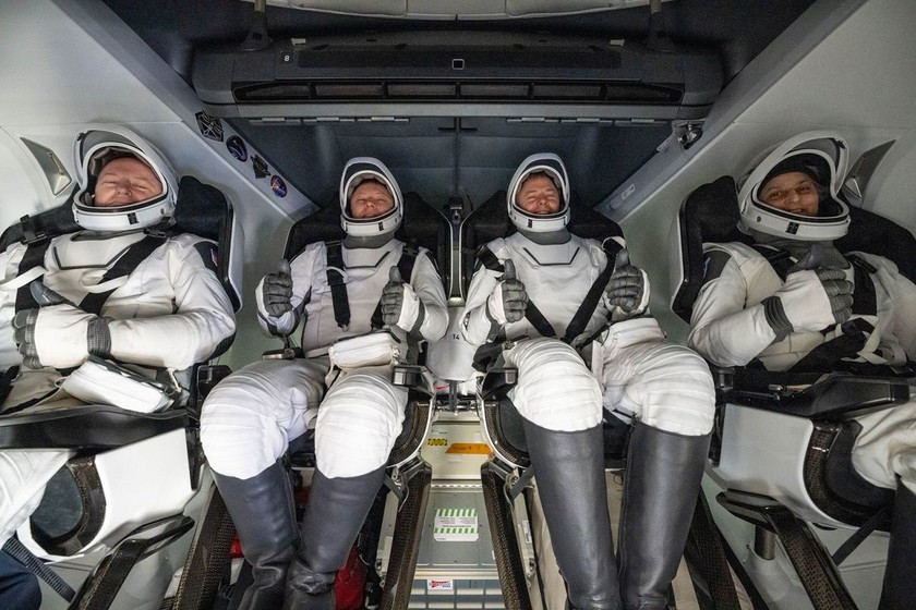 Từ trái sang: ông Butch Wilmore, ông Aleksandr Gorbunov, ông Nick Hague và bà Suni Williams. (Ảnh: NASA/Getty Images)