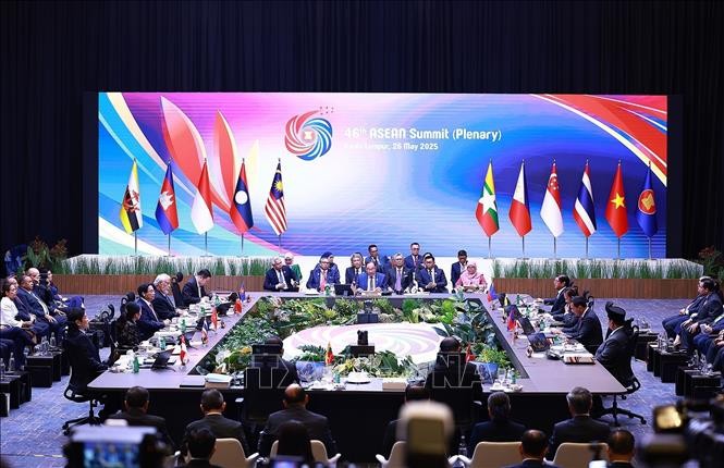 Phiên toàn thể Hội nghị Cấp cao ASEAN lần thứ 46 tại Kuala Lumpur, Malaysia, sáng 26/5/2025. Ảnh: Dương Giang/TTXVN