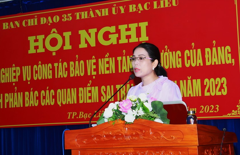 Báo cáo viên triển khai các chuyên đề tại lớp tập huấn nghiệp vụ công tác bảo vệ nền tảng tư tưởng của Đảng, đấu tranh phản bác các quan điểm sai trái, thù địch.