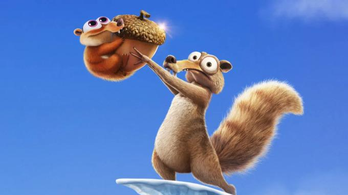 Scrat cùng Baby Scrat trong một cảnh phim "Ice Age: Scrat Tales", tác phẩm dài sáu tập. Ảnh: Disney+