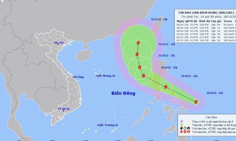 Bão Nalgae sắp đi vào Biển Đông