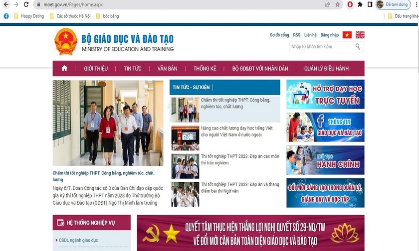 Website chính thức của Bộ GD&ĐT.