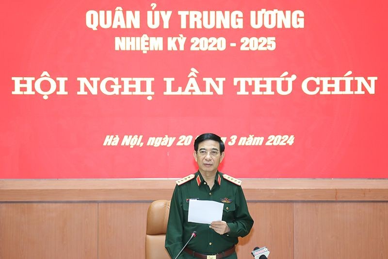 Đại tướng Phan Văn Giang phát biểu tại hội nghị.