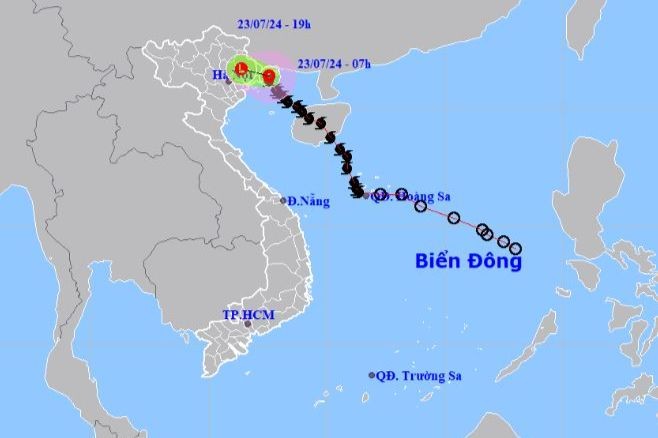 Bão số 2 đã suy yếu thành áp thấp nhiệt đới. Ảnh: nchmf.gov.vn