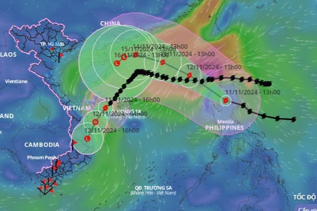 Dự báo vị trí, hướng di chuyển của 2 cơn bão. Ảnh: VNDMS