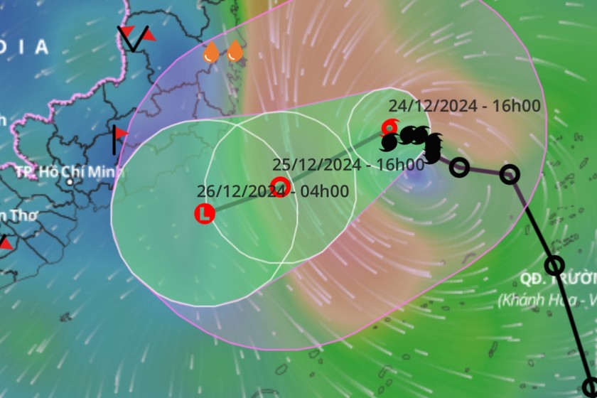 Trong 24 giờ tới, bão số 10 sẽ suy yếu thành áp thấp nhiệt đới. Ảnh: VNDMS