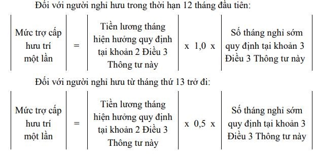 Cách tính hưởng chính sách đối với người nghỉ hưu trước tuổi đối với trường hợp có tuổi đời còn từ đủ 2 năm đến đủ 5 năm đến tuổi nghỉ hưu.