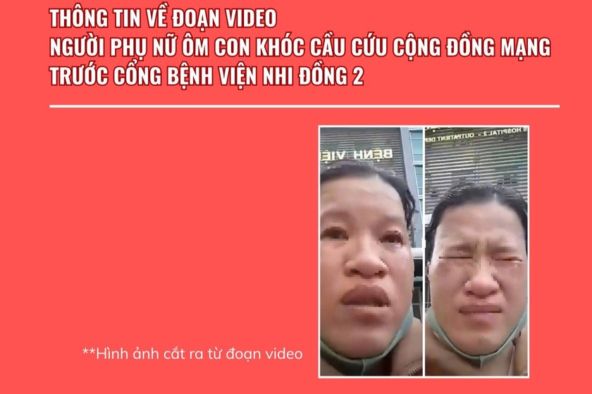 Người phụ nữ dàn dựng cảnh ôm con khóc cầu cứu vì bị lừa trước cổng Bệnh viện Nhi đồng 2