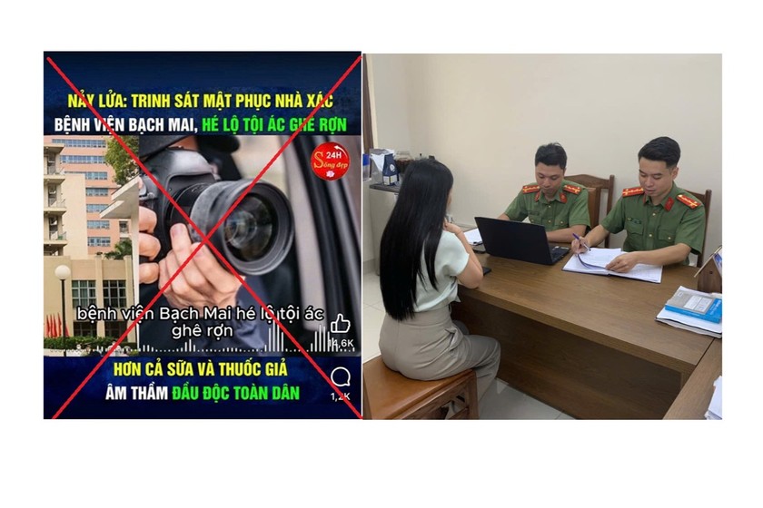 Tung tin sai sự thật về Bệnh viện Bạch Mai, 3 người bị xử phạt. Ảnh: Công an TP Hà Nội