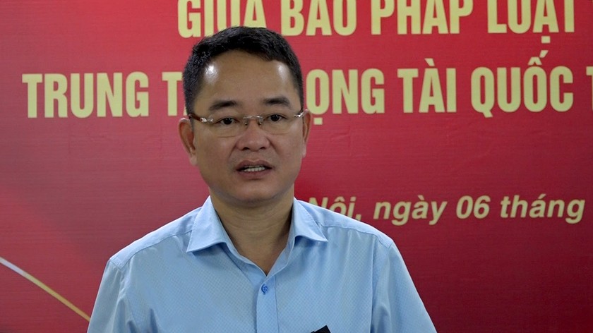 TS. Vũ Hoài Nam – Tổng Biên tập Báo Pháp luật Việt Nam phát biểu tại Lễ ký kết.