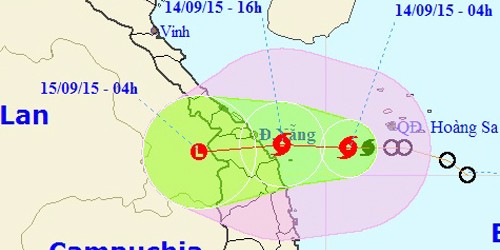 Hướng đi dự kiến của cơn bão số 3 ngày hôm nay (14/9)