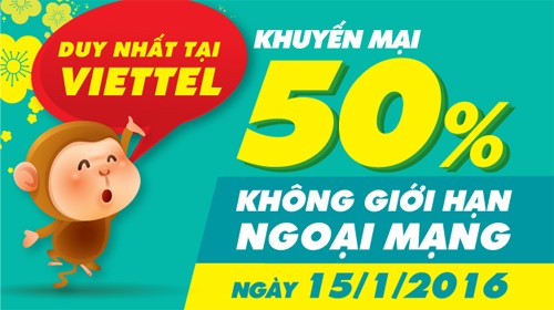 Nạp thẻ Viettel, nhận ngay khuyến mại 50%