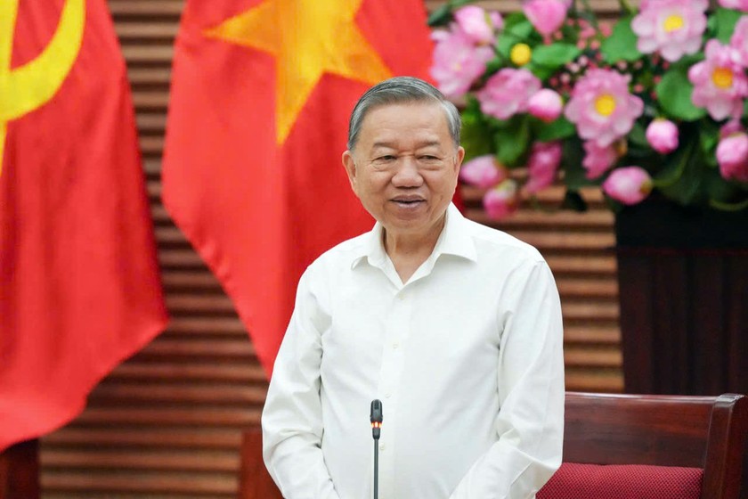 Tổng Bí thư Tô Lâm phát biểu mở đầu buổi làm việc. Ảnh: Thành Cường.