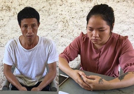 Cường và Lành tại cơ quan công an. Ảnh: Trần Tuấn