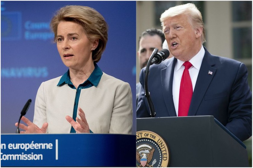 Chủ tịch Ủy ban Châu Âu Ursula von der Leyen và Tổng thống Hoa Kỳ Donald Trump. Ảnh: Tân Hoa Xã