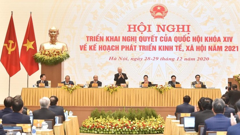 Hội nghị Chính phủ và địa phương tại điểm cầu Văn phòng Chính phủ. Ảnh: TTXVN