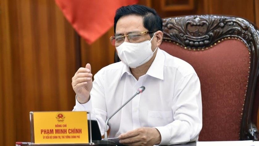 Thủ tướng Phạm Minh Chính làm việc với Bộ KH&CN sáng 27/5/2021. Ảnh: VGP/Nhật Bắc