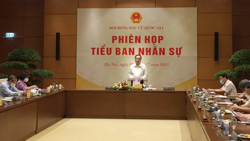 Phiên họp thứ 4 của Tiểu ban Nhân sự Hội đồng bầu cử Quốc gia. Ảnh: VOV