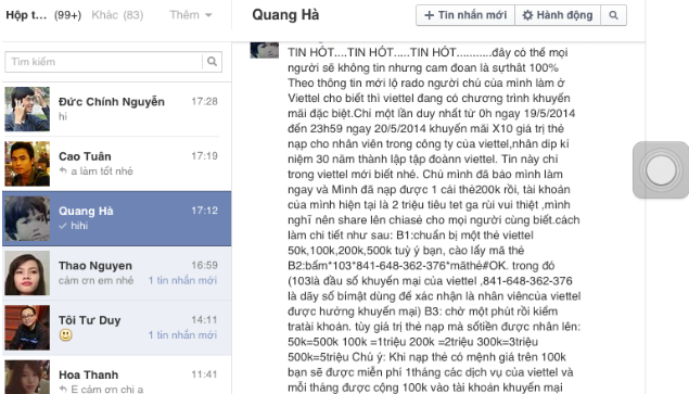 Tin nhắn lừa đảo khuyến mãi nhân 10 giá trị thẻ nạp nhân kỉ niệm 30 năm thành lập Viettel phủ kín mạng xã hội