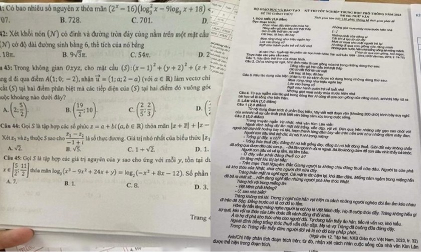 Đề thi Toán và Ngữ văn bị lộ do thí sinh dùng điện thoại chụp lại.