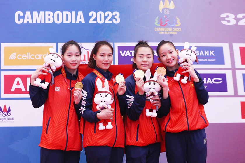  Các VĐV Việt Nam giành HCV SEA Games 32. (Nguồn ảnh: Cục TDTT)