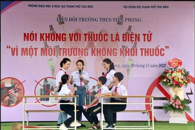 Ngăn ngừa thuốc lá trong môi trường học đường được coi là ưu tiên hàng đầu. (Nguồn: Trường THCS Tiền Phong, TP Thái Bình) 