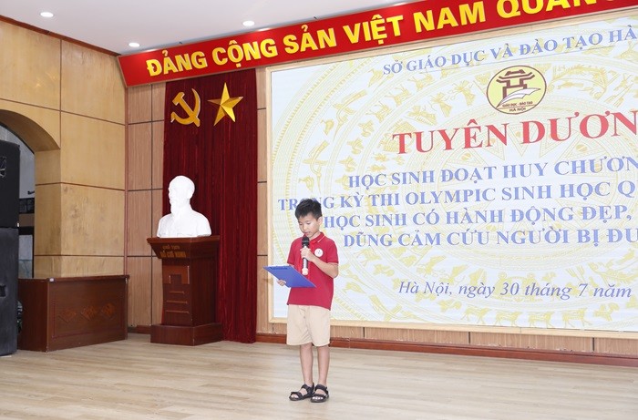  Em Huỳnh Triệu Điền, học sinh lớp 5A2, Trường Tiểu học Giang Biên, quận Long Biên (Ảnh: Hanoi.gov)