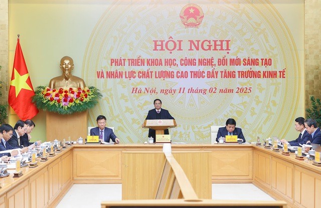 Hội nghị phát triển KHCN, đổi mới sáng tạo và nhân lực chất lượng cao thúc đẩy tăng trưởng kinh tế diễn ra tại Hà Nội chiều 11/2/2025 - Ảnh: VGP/Nhật Bắc