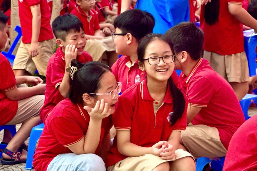 Học sinh Trường Tiểu học Mỹ Đình 1, Hà Nội (Ảnh: Minh Trang)