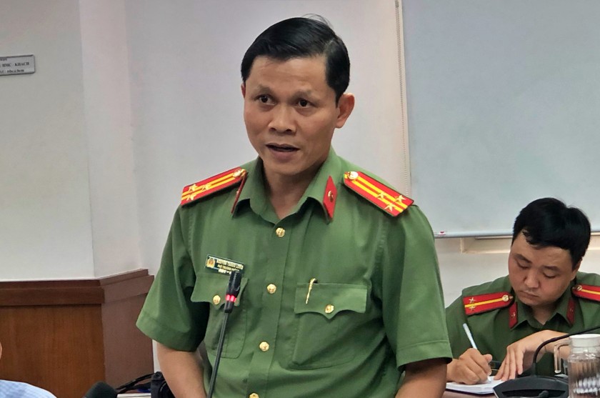 Thượng tá Nguyễn Thăng Long, Phó phòng Tham mưu Công an TP HCM. (Ảnh: Phương Thảo) 