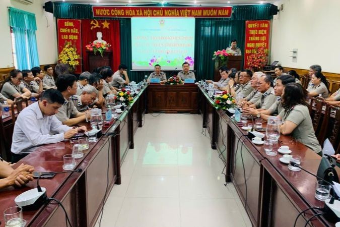 Cục THADS tỉnh Bình Định và Cục THADS tỉnh Gia Lai làm việc về sáp nhập, sắp xếp tổ chức bộ máy. (Ảnh: Cục THADS Bình Định)