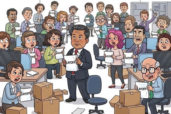 Thị trường lao động biến động trước làn sóng layoff (sa thải) diễn ra ngày càng nhiều hiện nay. (Ảnh minh họa - Nguồn G.AI)
