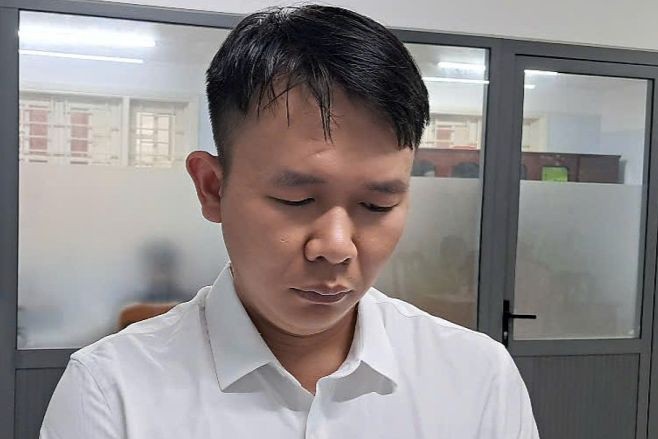 Đối tượng Tài tại cơ quan công an. (Ảnh: Công an cung cấp) 
