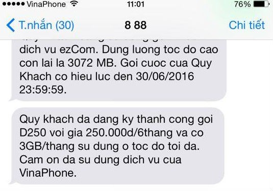 Sau khi báo NTD phản ánh Vinaphone đã cộng lại một tháng đã trừ của chị Nhung trước đó
