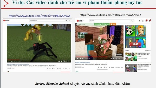 Hình ảnh về vi phạm quảng cáo trên clip có nội dung xấu độc trên Youtube mà Cục Phát thanh truyền hình và Thông tin điện tử tổng hợp được