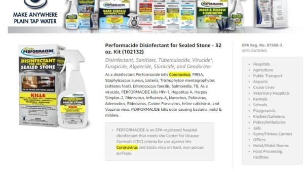 Amazon đang gỡ khỏi trang giao dịch của mình những sản phẩm quảng cáo tiêu diệt virus corona.