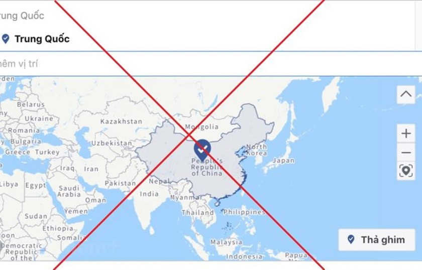 Hình ảnh Facebook hiển thị sai lệch về chủ quyền Hoàng Sa và Trường Sa (Ảnh chụp màn hình).