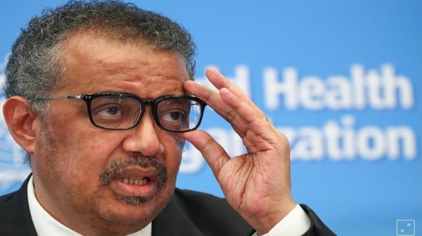 Tổng giám đốc WHO Tedros Adhanom Ghebreyesus trong một buổi họp báo về virus corona chủng mới. Ảnh: Reuters.