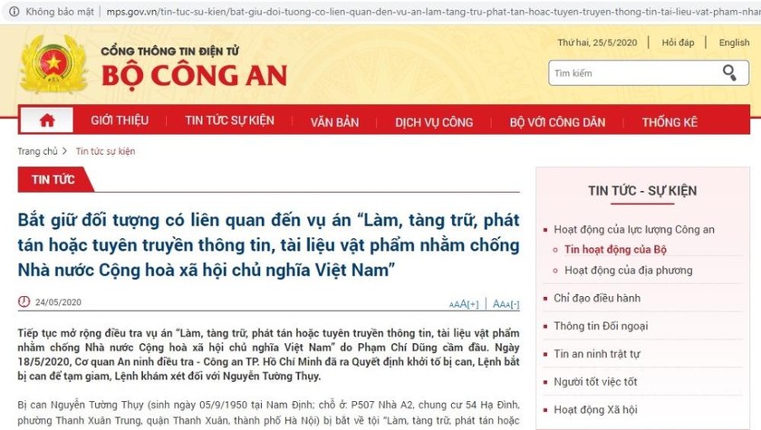 Bắt giữ đối tượng Nguyễn Tường Thụy