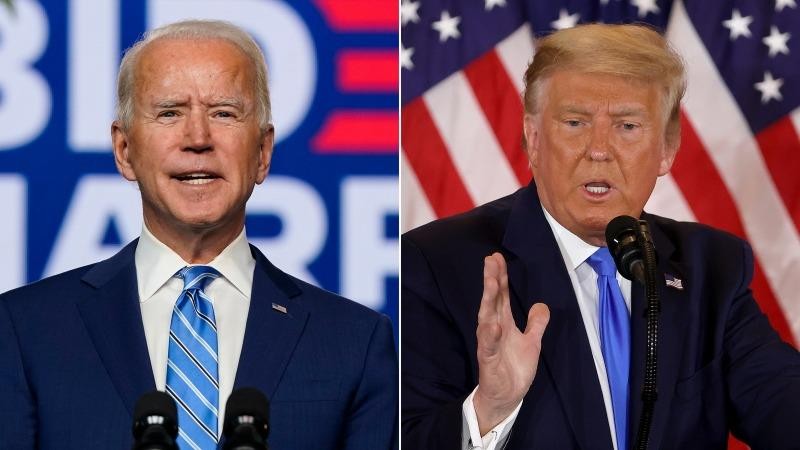 Hai ứng viên Tổng thống Mỹ Biden và Trump. 