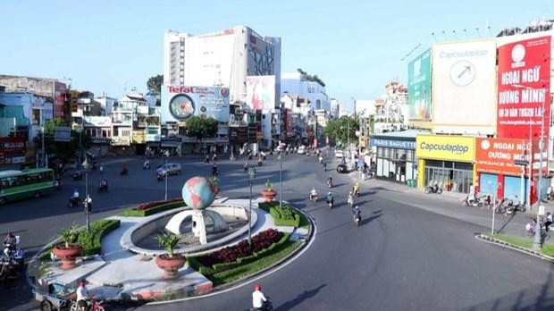 Vòng xoay Lăng Cha Cả, quận Tân Bình, TP.HCM. (Ảnh: Xuân Khu/TTXVN) 