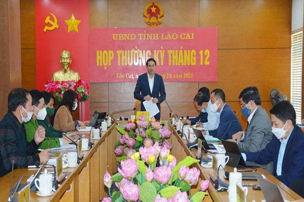 Ông Trịnh Xuân Trường Chủ tịch UBND tỉnh phát biểu kết luận phiên họp. ảnh: laocai.gov