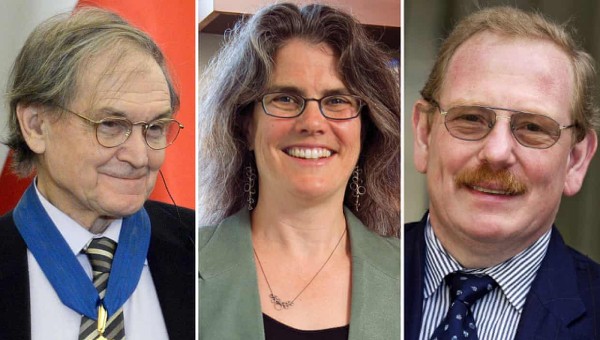 3 người giành giải Nobel Vật lý 2020: Roger Penrose, Andrea Ghez và Reinhard Genzel (từ trái qua) 
