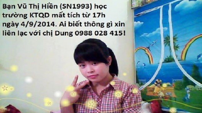 Nữ sinh Vũ Thị Hiền.