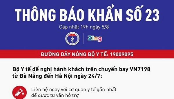 Thông báo khẩn số 23. Ảnh: Bộ Y tế