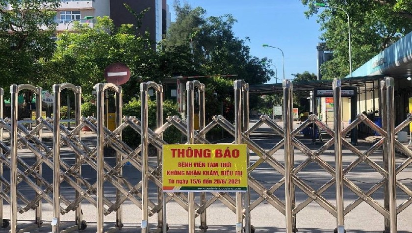 Bệnh viện Đa khoa Đức Giang tạm thời đóng cửa, dừng tiếp nhận bệnh nhân từ ngày 15/6. (Ảnh: Thu Trang)